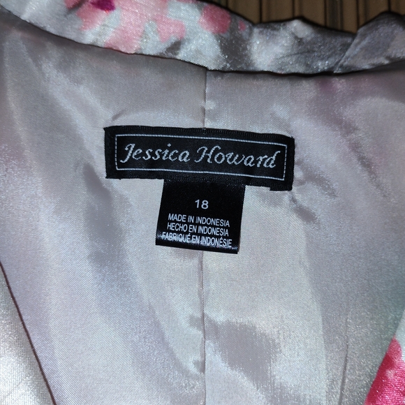 Jessica Howard Pink and Grey Floral Midi Dress SZ 18 - Picture 2 of 4